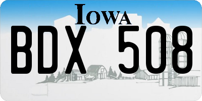 IA license plate BDX508