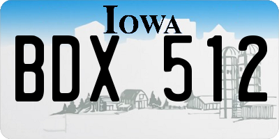 IA license plate BDX512