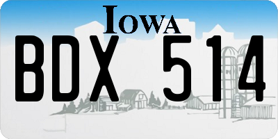 IA license plate BDX514