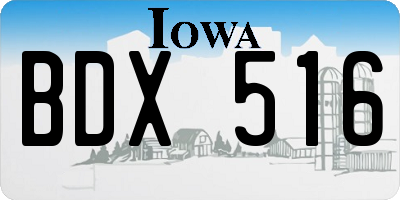 IA license plate BDX516