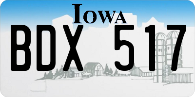 IA license plate BDX517