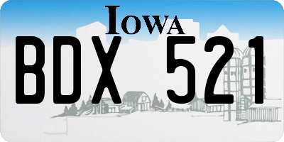 IA license plate BDX521