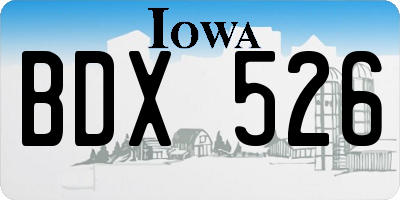 IA license plate BDX526
