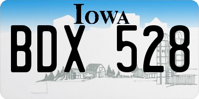 IA license plate BDX528