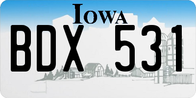 IA license plate BDX531