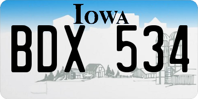 IA license plate BDX534