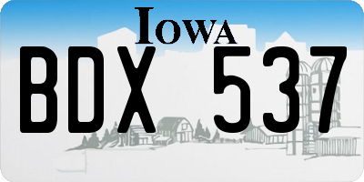 IA license plate BDX537