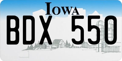 IA license plate BDX550