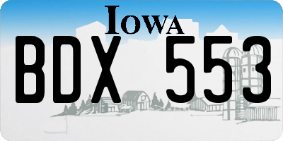 IA license plate BDX553