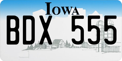 IA license plate BDX555
