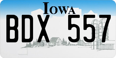 IA license plate BDX557