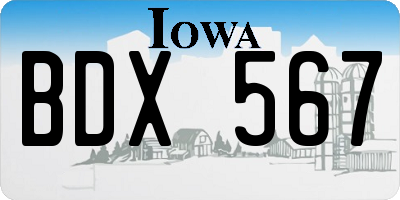 IA license plate BDX567