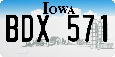 IA license plate BDX571