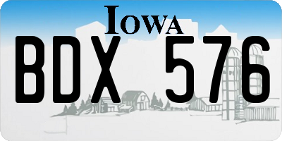 IA license plate BDX576