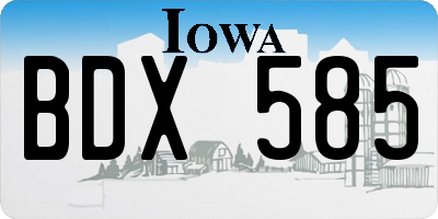 IA license plate BDX585