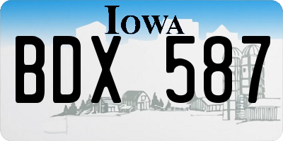 IA license plate BDX587