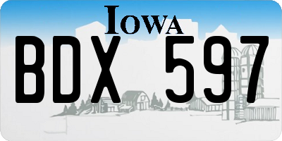 IA license plate BDX597