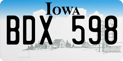 IA license plate BDX598