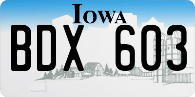 IA license plate BDX603