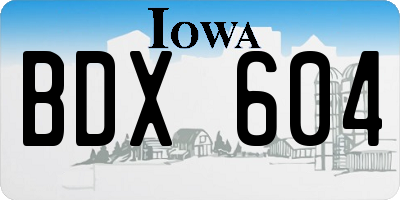 IA license plate BDX604