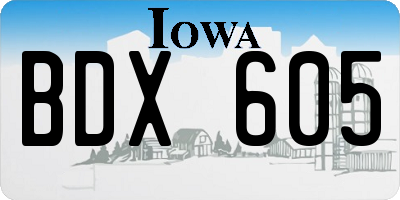 IA license plate BDX605
