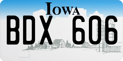 IA license plate BDX606