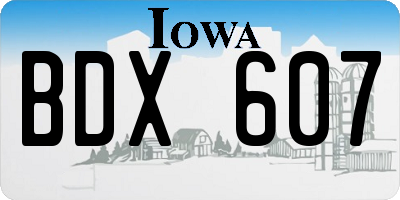 IA license plate BDX607