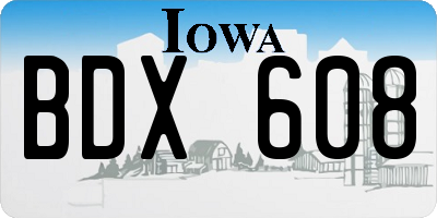 IA license plate BDX608