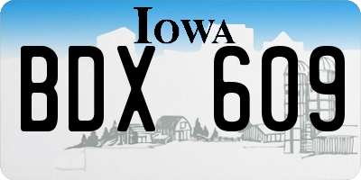 IA license plate BDX609