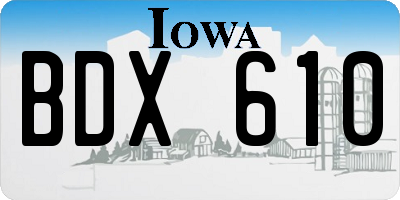 IA license plate BDX610