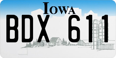 IA license plate BDX611