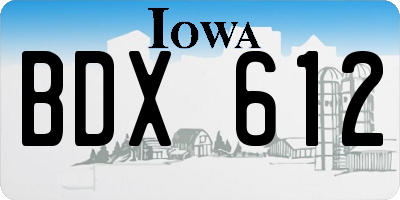 IA license plate BDX612