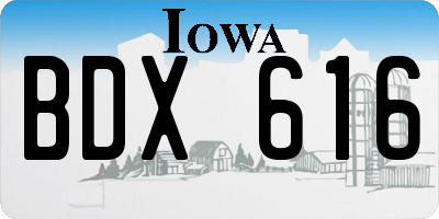 IA license plate BDX616
