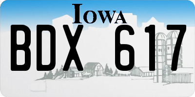 IA license plate BDX617