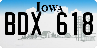 IA license plate BDX618