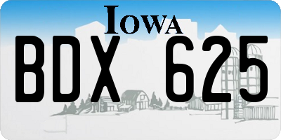 IA license plate BDX625