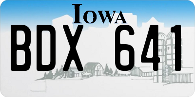 IA license plate BDX641
