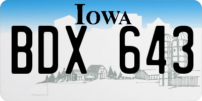 IA license plate BDX643