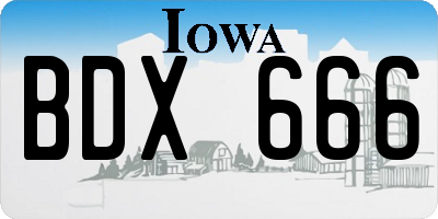 IA license plate BDX666