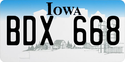 IA license plate BDX668