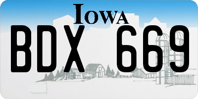 IA license plate BDX669
