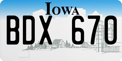 IA license plate BDX670