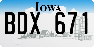 IA license plate BDX671