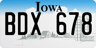 IA license plate BDX678