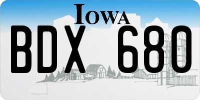 IA license plate BDX680