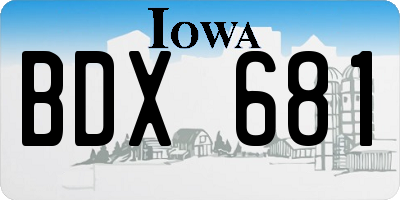 IA license plate BDX681