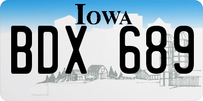 IA license plate BDX689