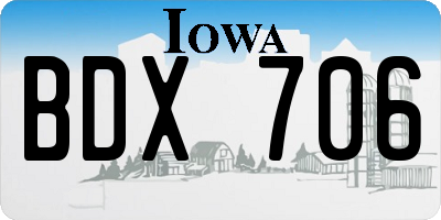 IA license plate BDX706