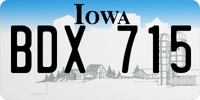 IA license plate BDX715