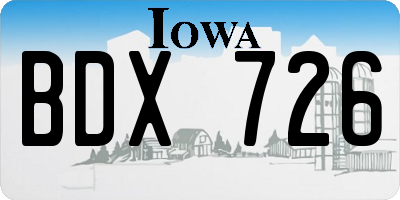 IA license plate BDX726